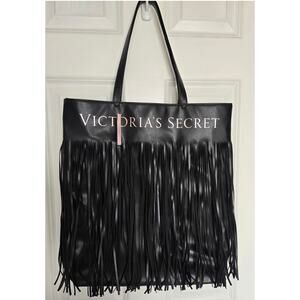 NEW Victoria's Secret Large BlackTote/Overnight Bag FLIRTY FRINGE LIMITEDEDITION